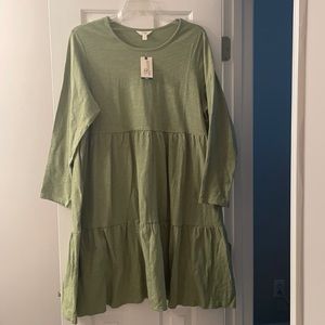 NWT 1X Terra & Sky Green Tiered Dress